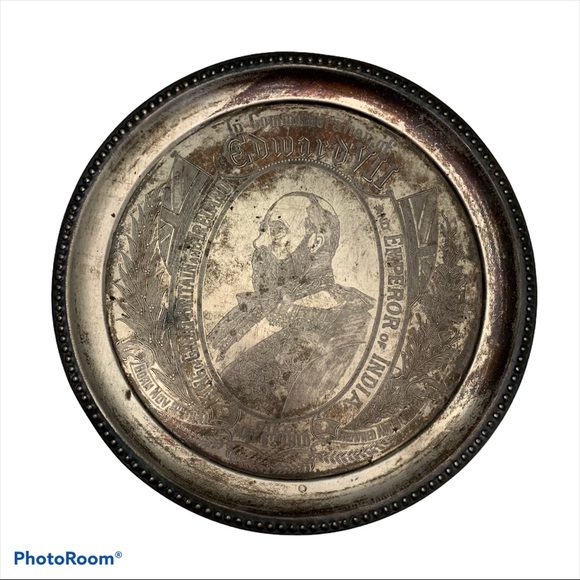 King Edward VII Commemoration Silver Tray Rare - Picture 1 of 9
